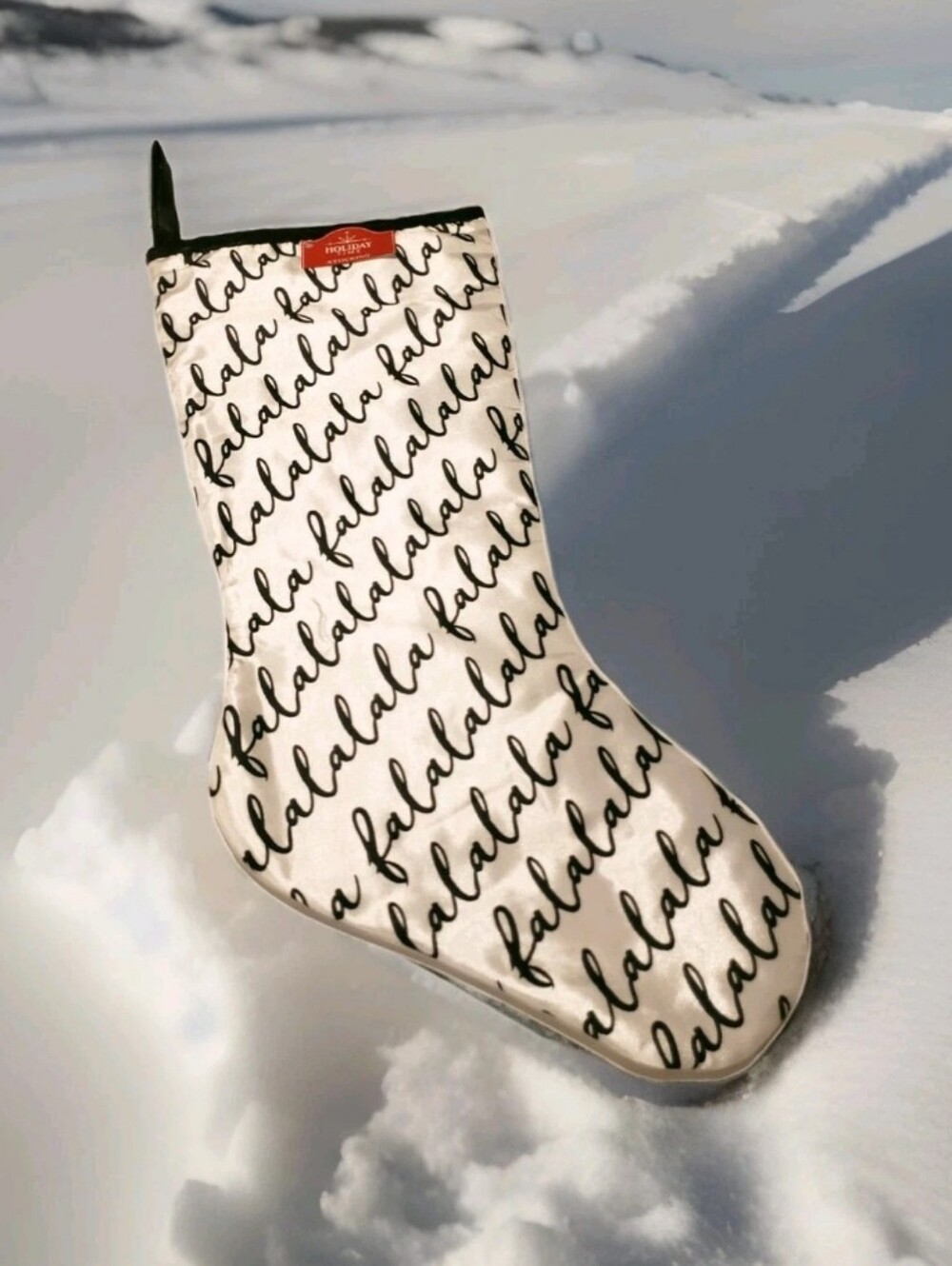 HOLIDAY TIME: 20" WINTER WONDERLAND: CHRISTMAS: STOCKING: WHITE: Fa La La: NEW